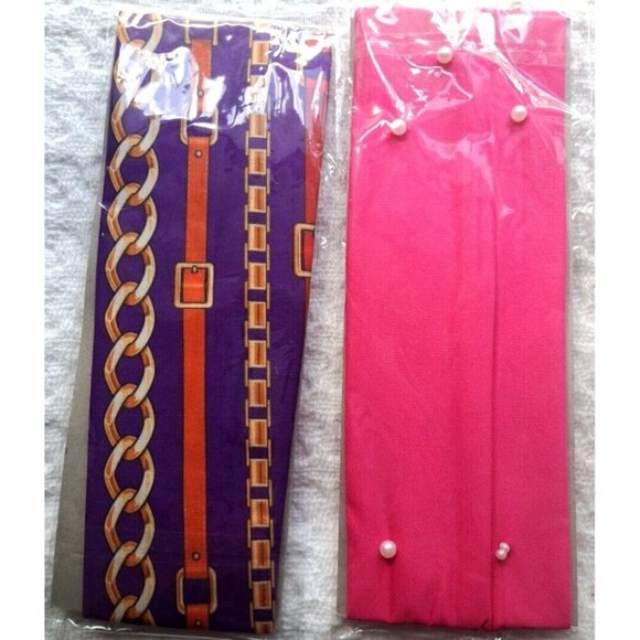 Lot of 2 Stretchy Headbands in Package Pink - Beads  Purple - Chain/Belt Design - Picture 2 of 6